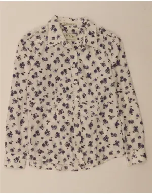 garden party ORVIS Womens Shirt US 8 Medium White Floral Cotton