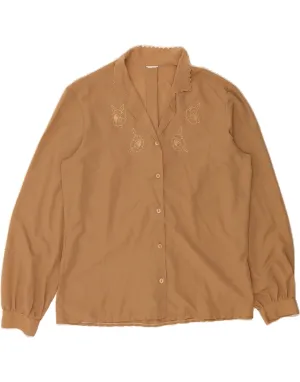 High-Quality Material VINTAGE Womens Shirt Blouse UK 16 Large Beige Floral