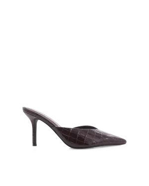 KAREY - DARK CACAO PATENT CROC Elastic laces Smart High Heels