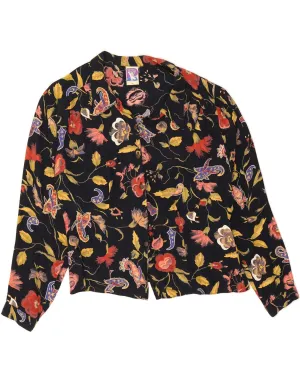 YESSICA Womens Shirt EU 42 Large Black Floral Viscose Casual Hangout Matte Finish