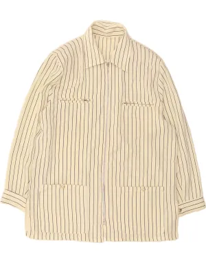 VINTAGE Womens Shirt UK 16 Large Yellow Striped Graduation Attire Workwear Style