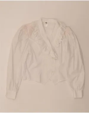 C & A Womens Shirt Blouse EU 38 Medium White Cotton Trendy Apparel Flexible Shoulder Construction