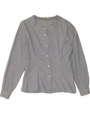 VINTAGE Womens Shirt Blouse IT 46 Large Blue Printed Pattern