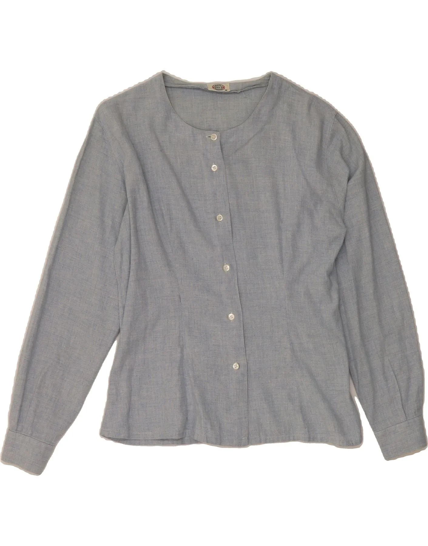 VINTAGE Womens Shirt Blouse IT 46 Large Blue Printed Pattern