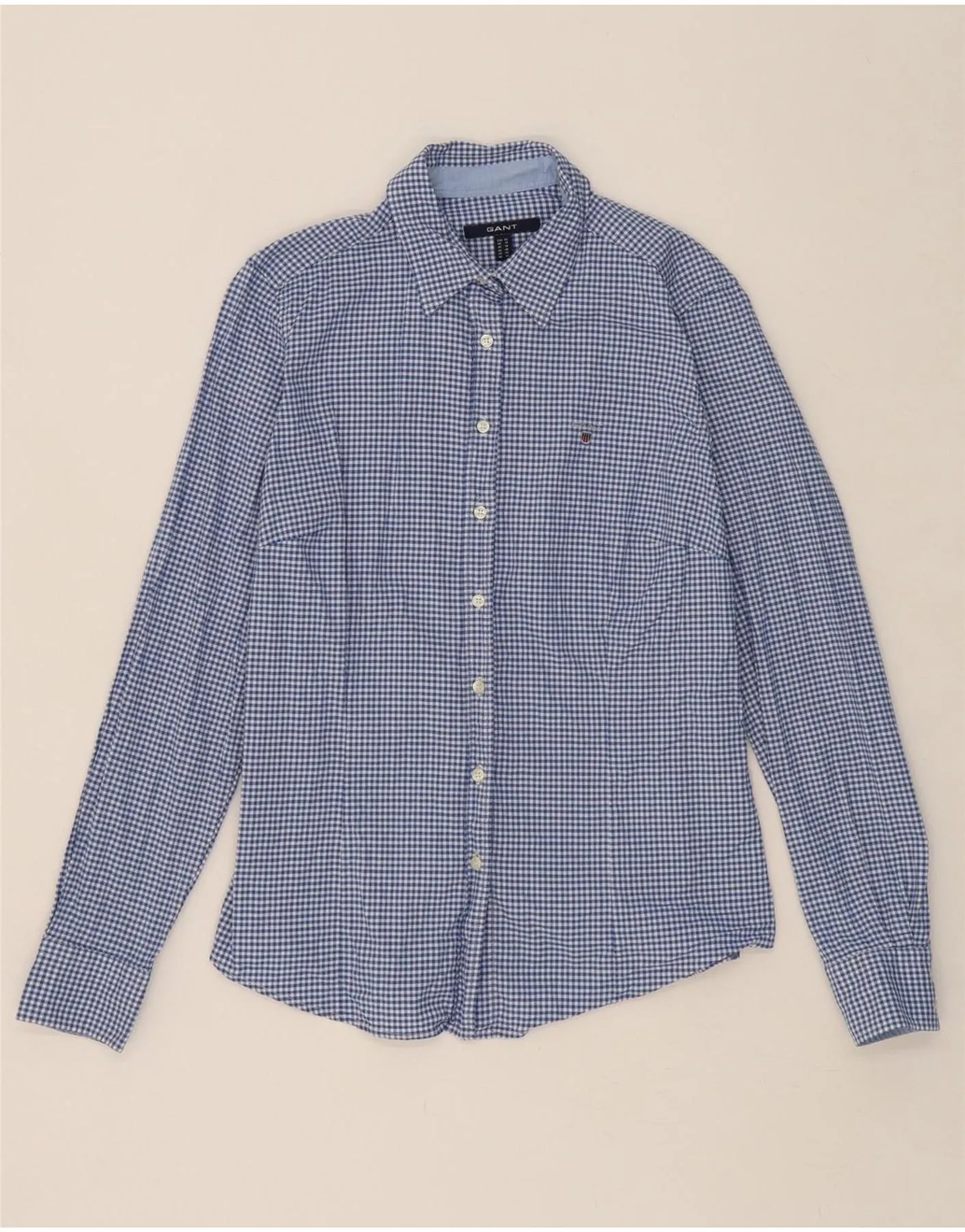 Classic Look GANT Womens Shirt UK 16 Large Blue Gingham Cotton