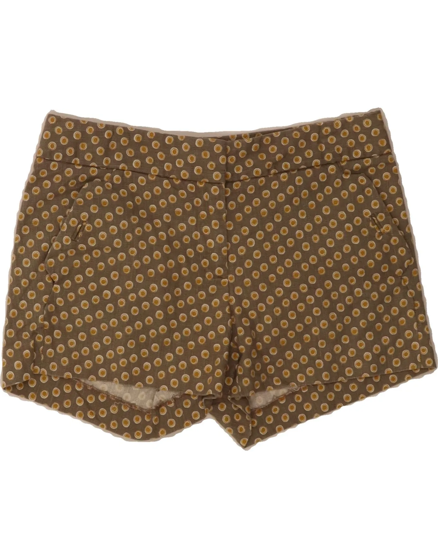 J. CREW Womens Chino Shorts US 00 2XS W28  Brown Polka Dot Cotton Seamless construction Year-Round Wear
