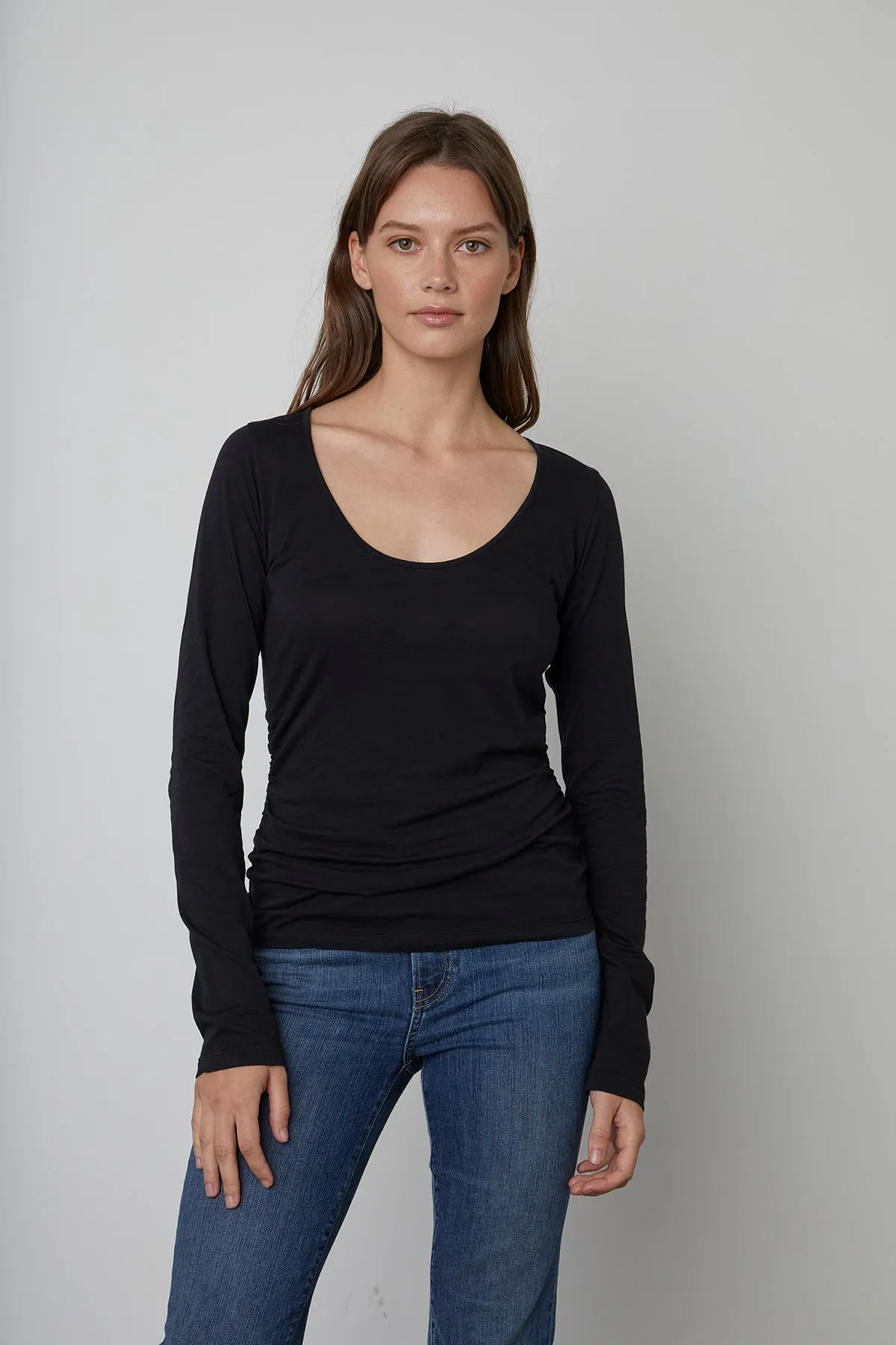 DENISE SCOOP NECK TEE Wicking Interlock Knit