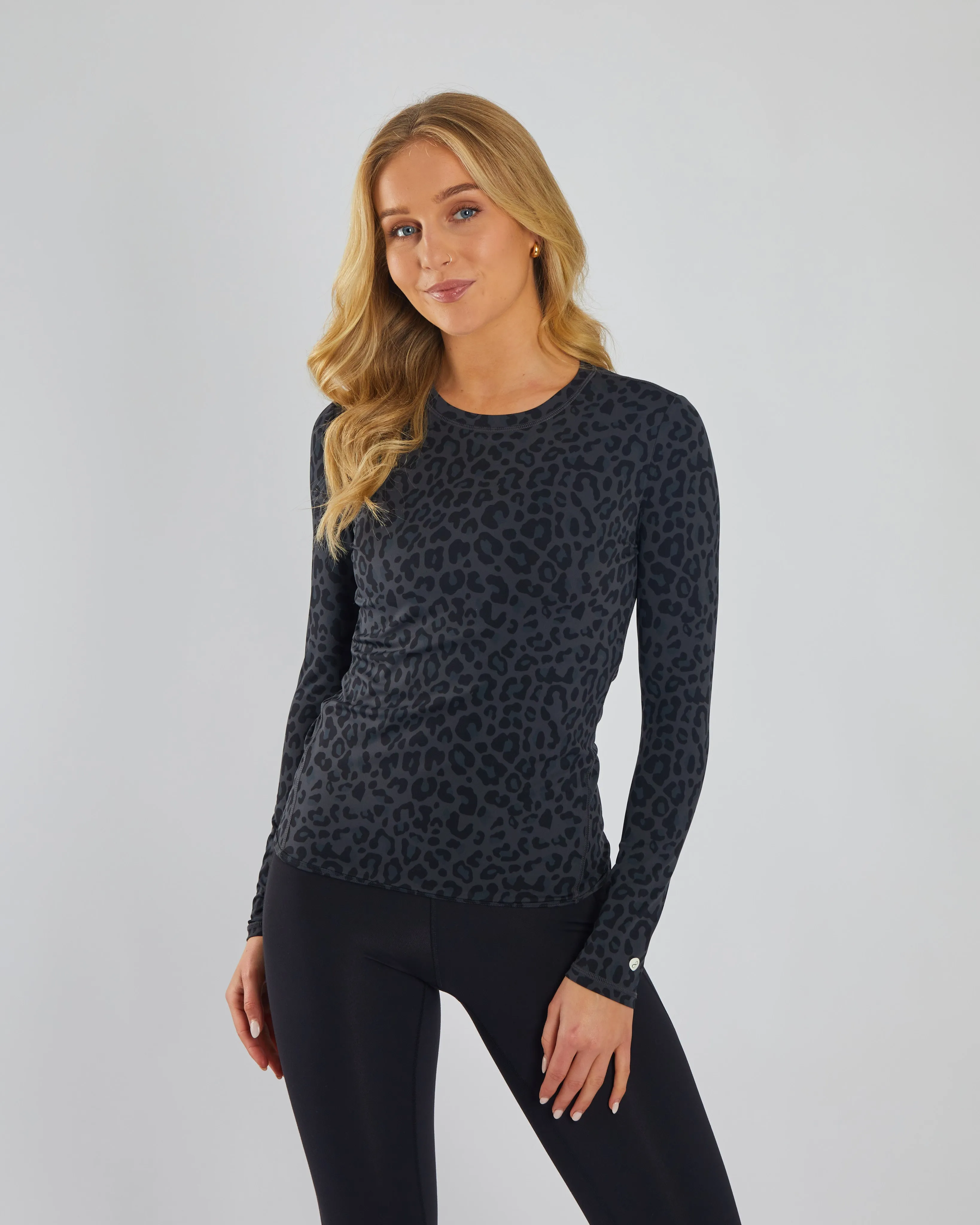 SeamlessConstruction Breathable Active Wear Thalia Long Sleeve Top Leopard Print