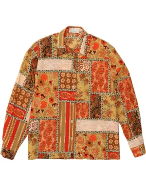 LADY H. Womens Shirt UK 14 Large Multicoloured Patchwork Cotton All Day Comfort Tech Abstract print