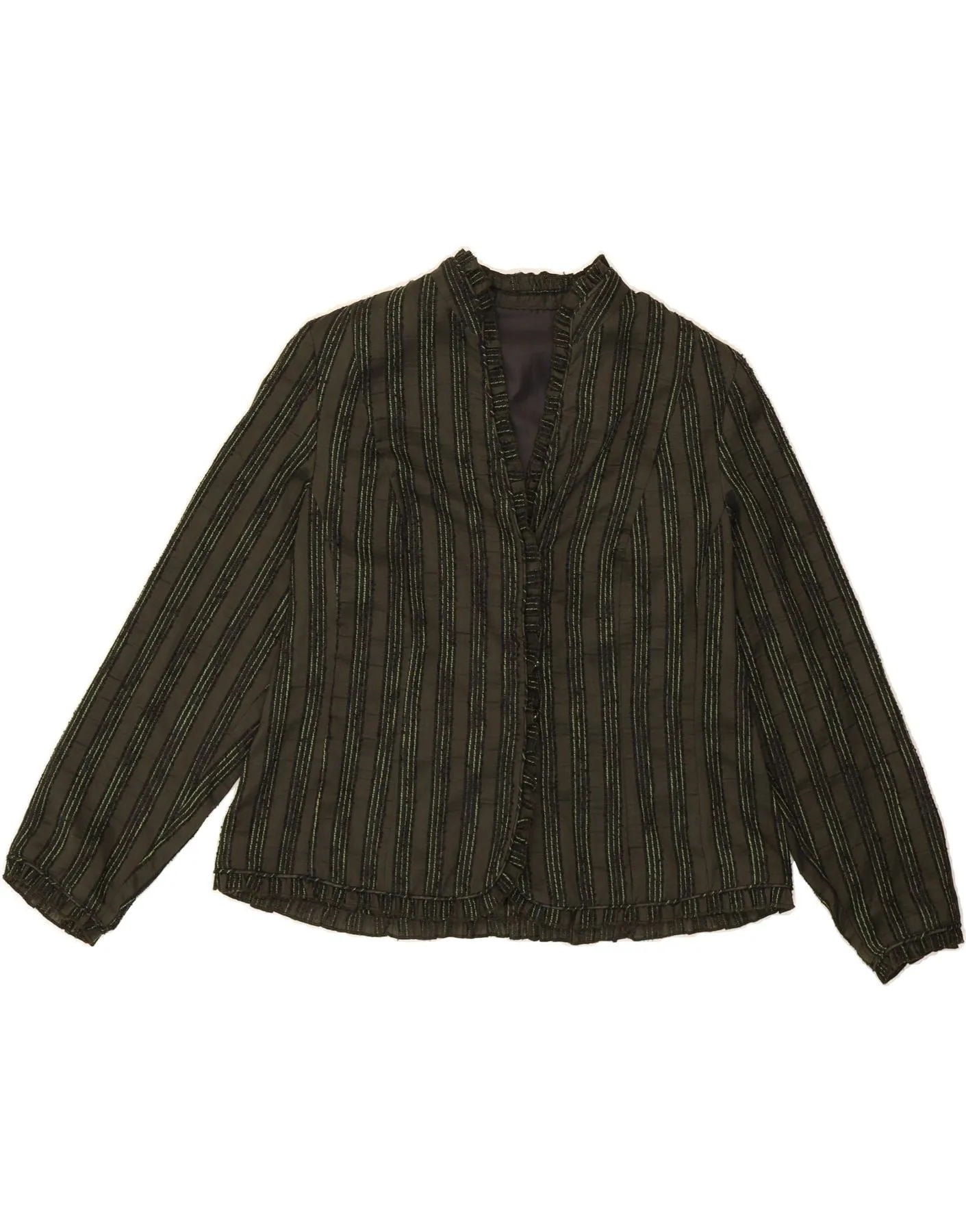 Holiday Special High-End Look VINTAGE Womens Shirt Blouse UK 16 Large  Green Striped