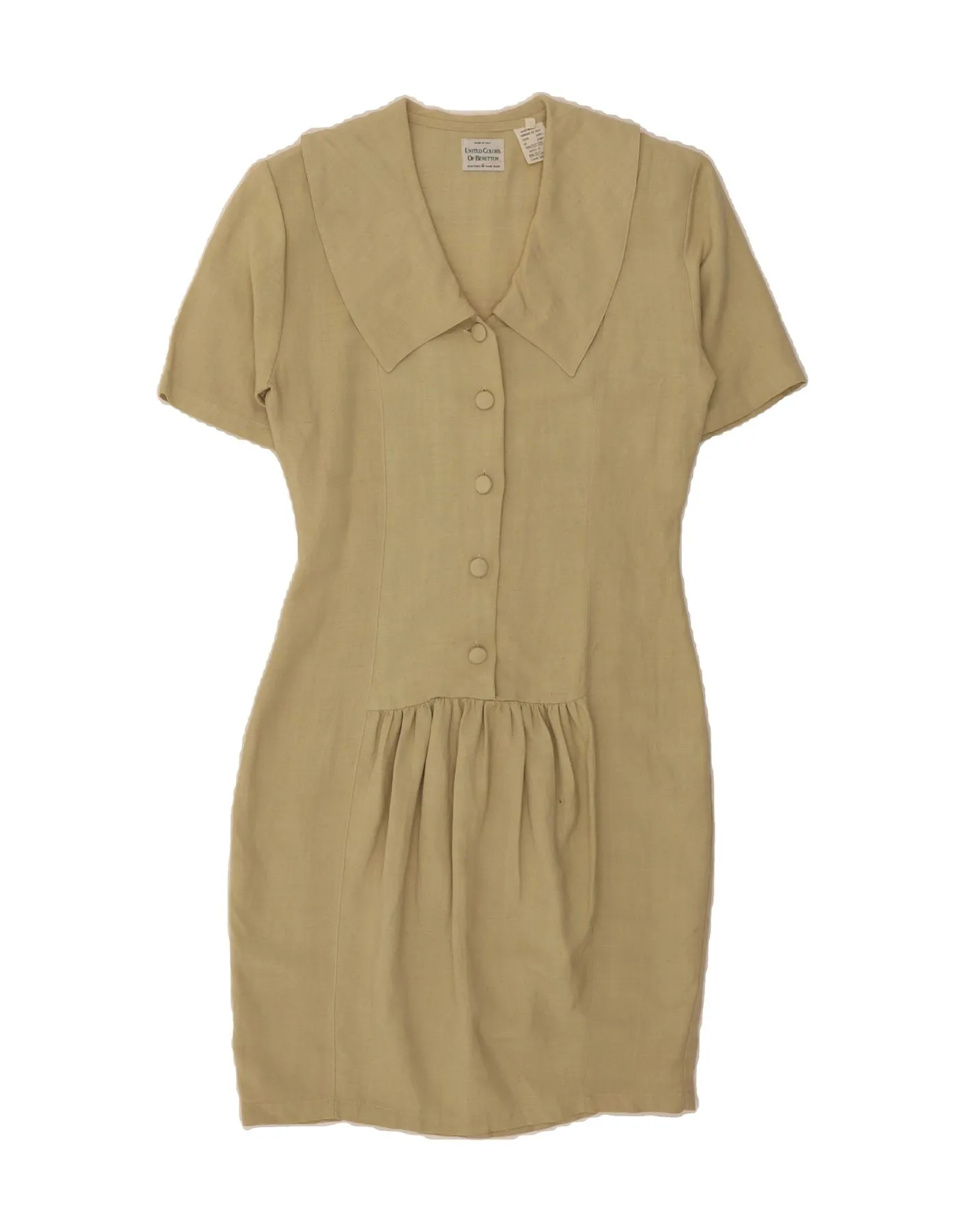 Trendsetting Stylish Design BENETTON Womens Shirt Dress IT 44 Medium Beige Viscose