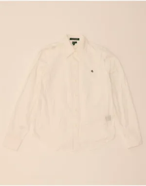 All-Weather Ready Organic Cotton RALPH LAUREN Womens Shirt UK 10 Small White Cotton