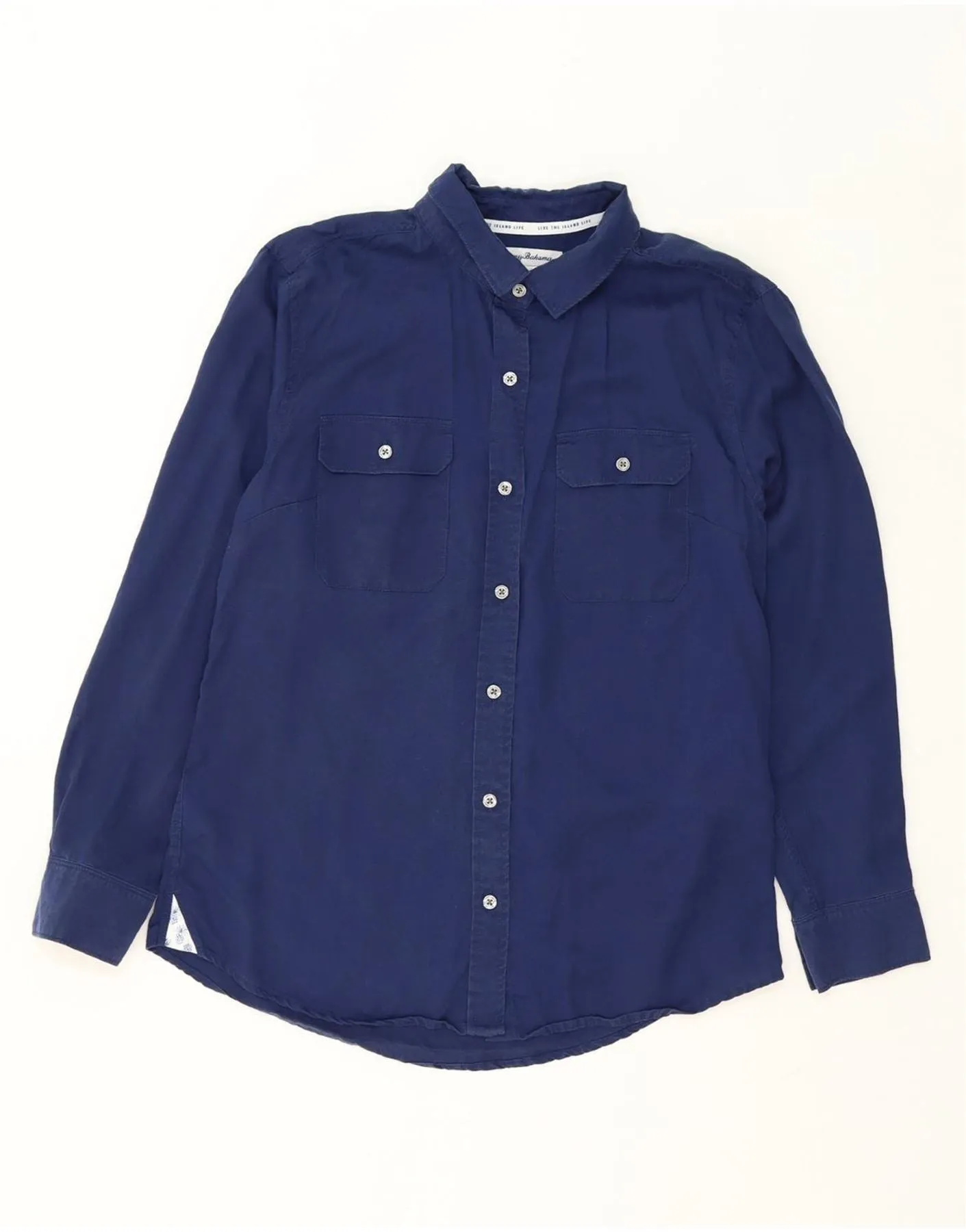 TOMMY BAHAMA Womens Shirt UK 14 Medium Navy Blue Lyocell Must-Have Item
