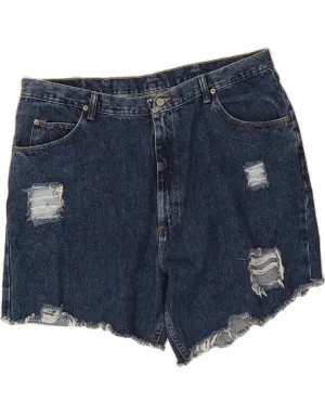 Anti Pilling Surface WRANGLER Womens High Waist Distressed Denim Shorts W42 2XL Blue