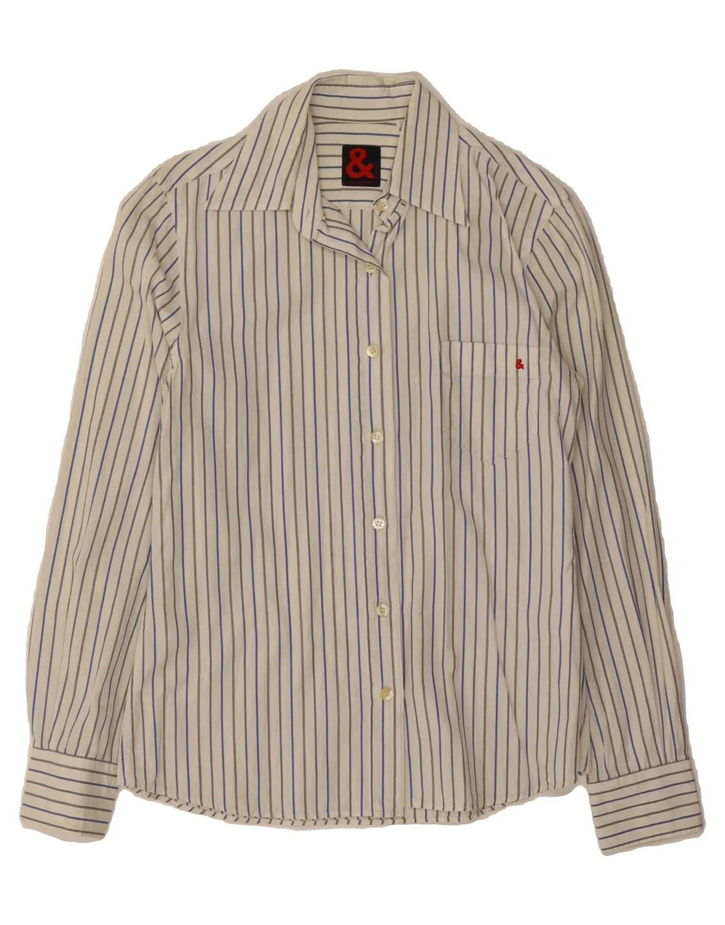 Soft Texture Versatile Clothing DOLCE & GABBANA Womens Shirt IT 40 Small White Pinstripe Cotton
