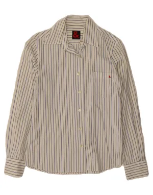 Soft Texture Versatile Clothing DOLCE & GABBANA Womens Shirt IT 40 Small White Pinstripe Cotton