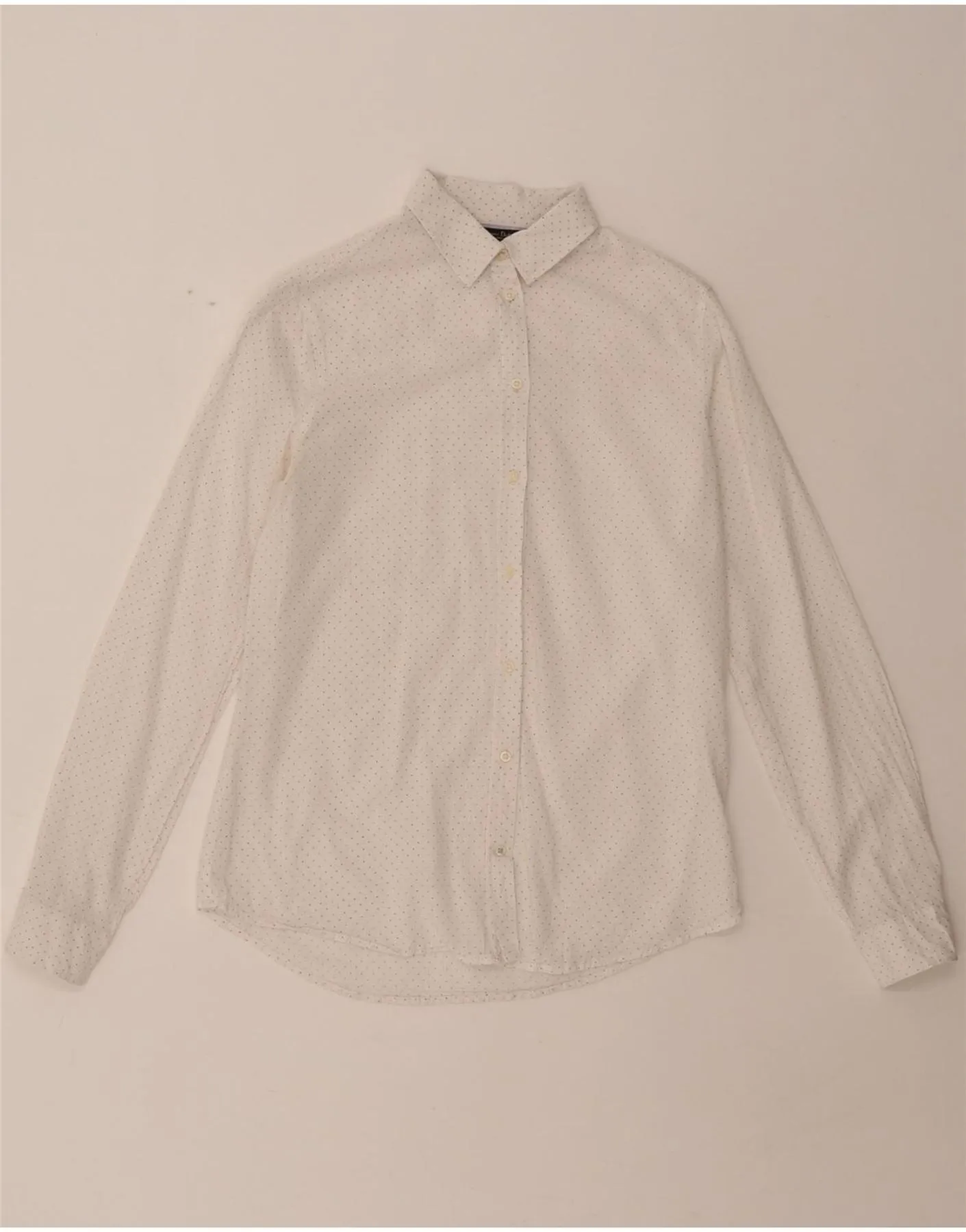 MASSIMO DUTTI Womens Shirt EU 34 2XS White Spotted Cotton Moisture Management Tech Gym Appropriate