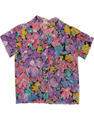 VINTAGE Womens Shirt Blouse UK 12 Medium  Multicoloured Floral Sustainable Dye Process