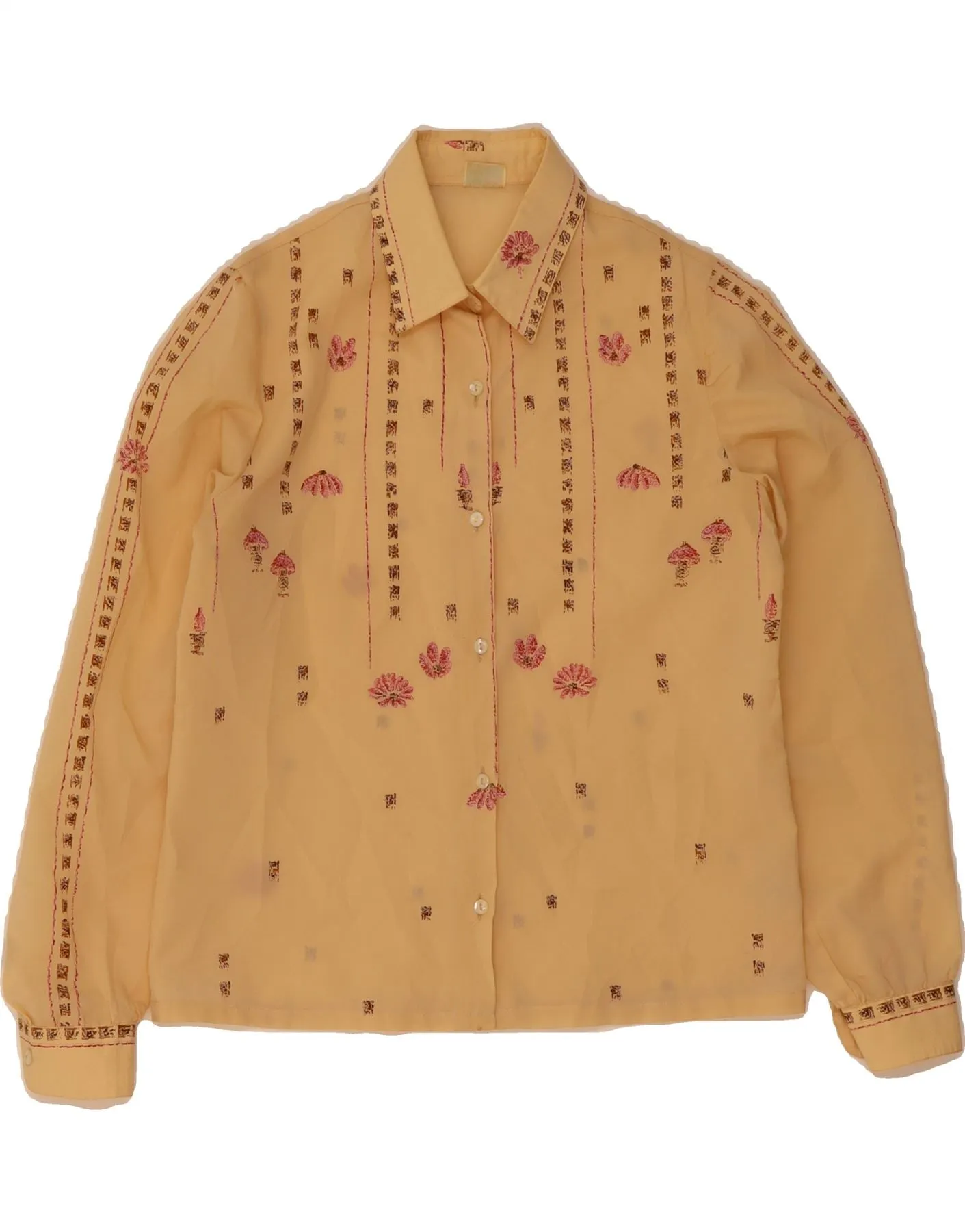 Chic Ensemble Subtle design PRIMAVERA FIRENZE Womens Shirt Blouse UK 14 Medium Beige Floral Polyester