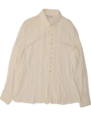 Easy Care Material VINTAGE Womens Shirt Blouse IT 52 2XL White Acetate