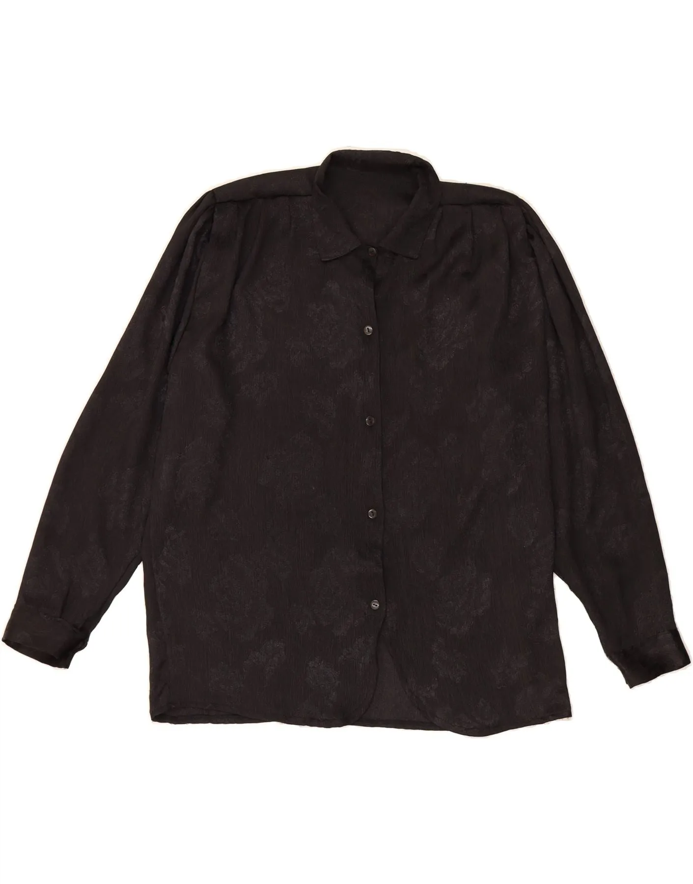 high-low hem VINTAGE Womens Shirt Blouse UK 20 2XL Black Floral