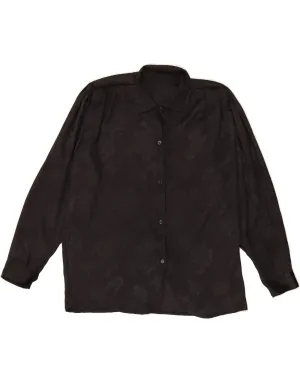 high-low hem VINTAGE Womens Shirt Blouse UK 20 2XL Black Floral