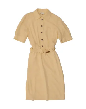 VINTAGE Womens Shirt Dress EU 38 Medium Yellow Polka Dot Pullover Design