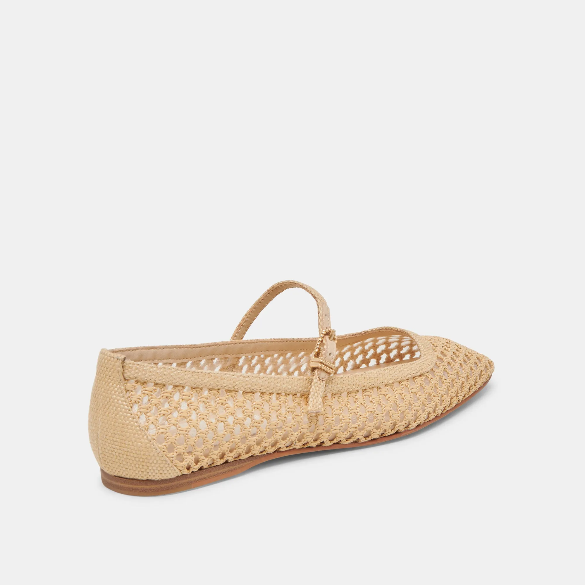 Music Glow Light Step Shoes REYES WIDE BALLET FLATS LT NATURAL WOVEN RAFFIA
