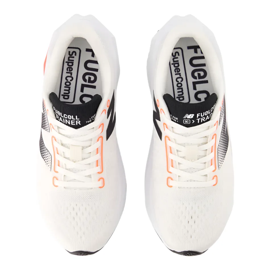 New Balance Women's Fuelcell Supercomp Trainer V3 Running Shoes in Sea Salt/Urgent Red/Black AW25 heel - cup - feature shoes