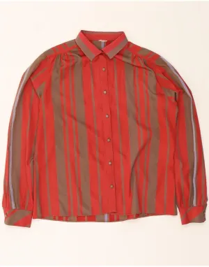 VINTAGE Womens Shirt UK 14 Large Red Striped Beach Attire