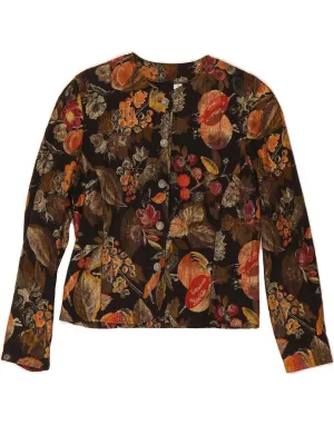 Wrinkle Resistant Finish VINTAGE Womens Shirt Blouse EU 36 Small Black Floral Acetate