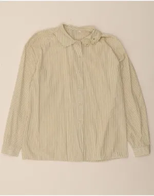 VINTAGE Womens Shirt Blouse IT 46 Large Beige Pinstripe Creative Professional