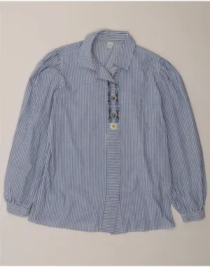 Conference Appropriate VINTAGE Womens Shirt UK 12 Medium Blue Pinstripe Polyester