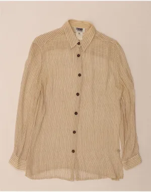 Earthy Hue LES COPAINS Womens Shirt Blouse IT 46 Large Beige Pinstripe