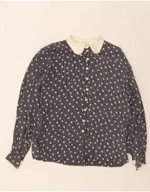 KRIZIA POI Womens Shirt Blouse IT 42 Medium Navy Blue Pinstripe Viscose Easy Care Material Graduation Attire