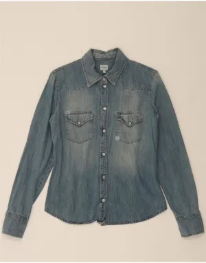 crew neck CALVIN KLEIN JEANS Womens Denim Shirt UK 14 Large Blue Cotton