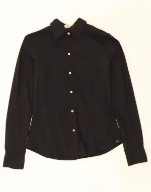MARLBORO CLASSICS Womens Shirt UK 8 Small  Black Cotton slim fit Compact Packing