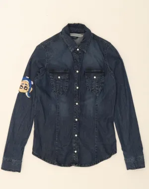 Non Iron Material Breathable Underarm Vents CALVIN KLEIN JEANS Womens Denim Shirt UK 6 XS Blue Cotton