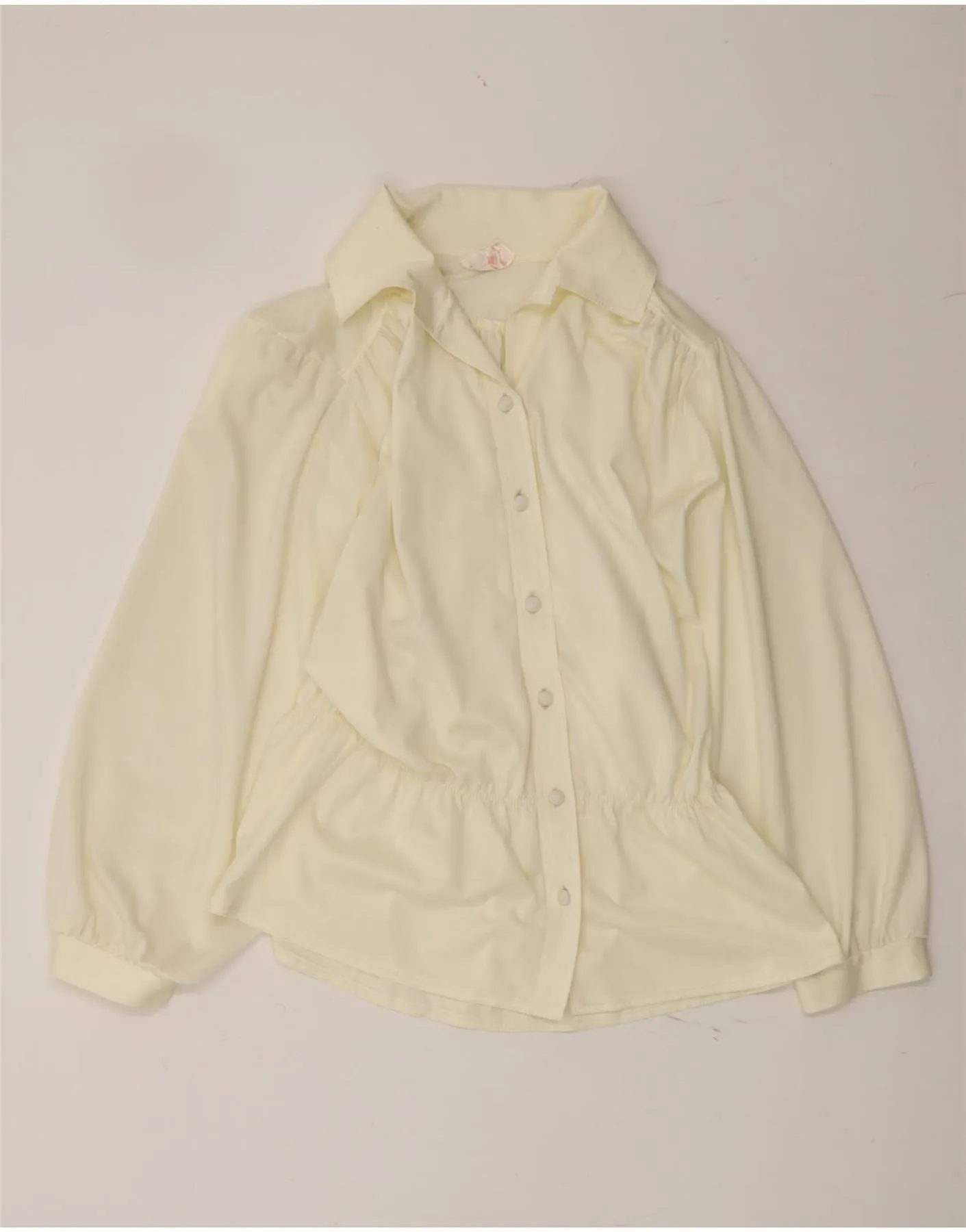 VINTAGE Womens Shirt Blouse IT 42 Medium Yellow Polyester Low Maintenance