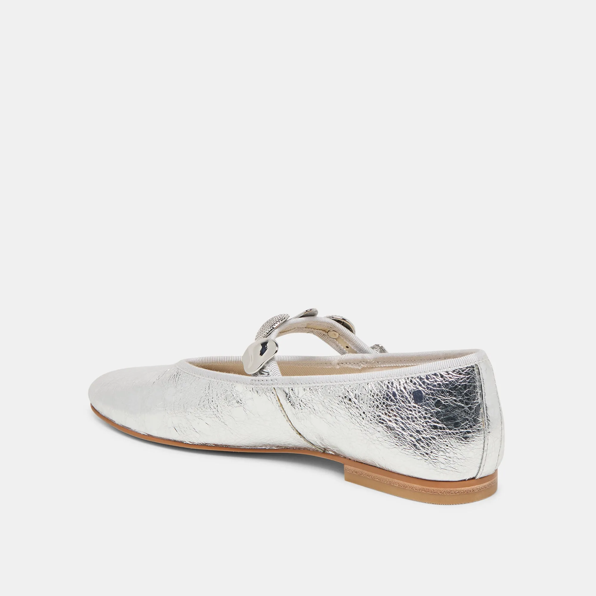 Padded Sport Glow RELAN BALLET FLATS SILVER DISTRESSED LEATHER