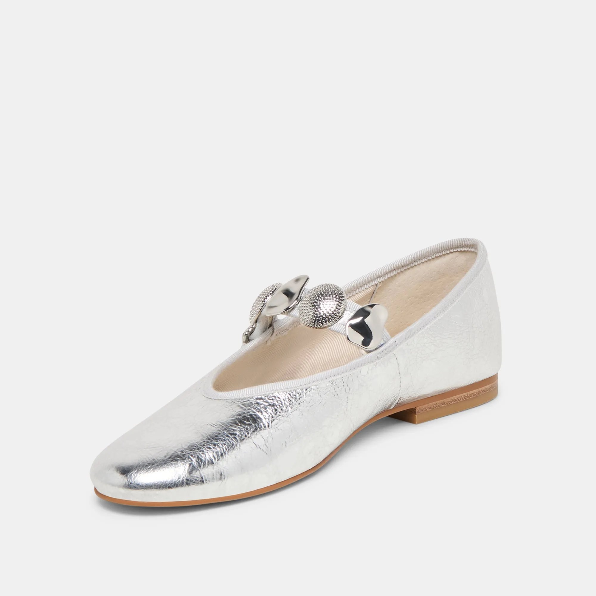 Meet Friend Port Step RELAN BALLET FLATS SILVER DISTRESSED LEATHER