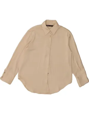 Conference Appropriate ZARA Womens Shirt Blouse UK 14 Medium Beige Polyester