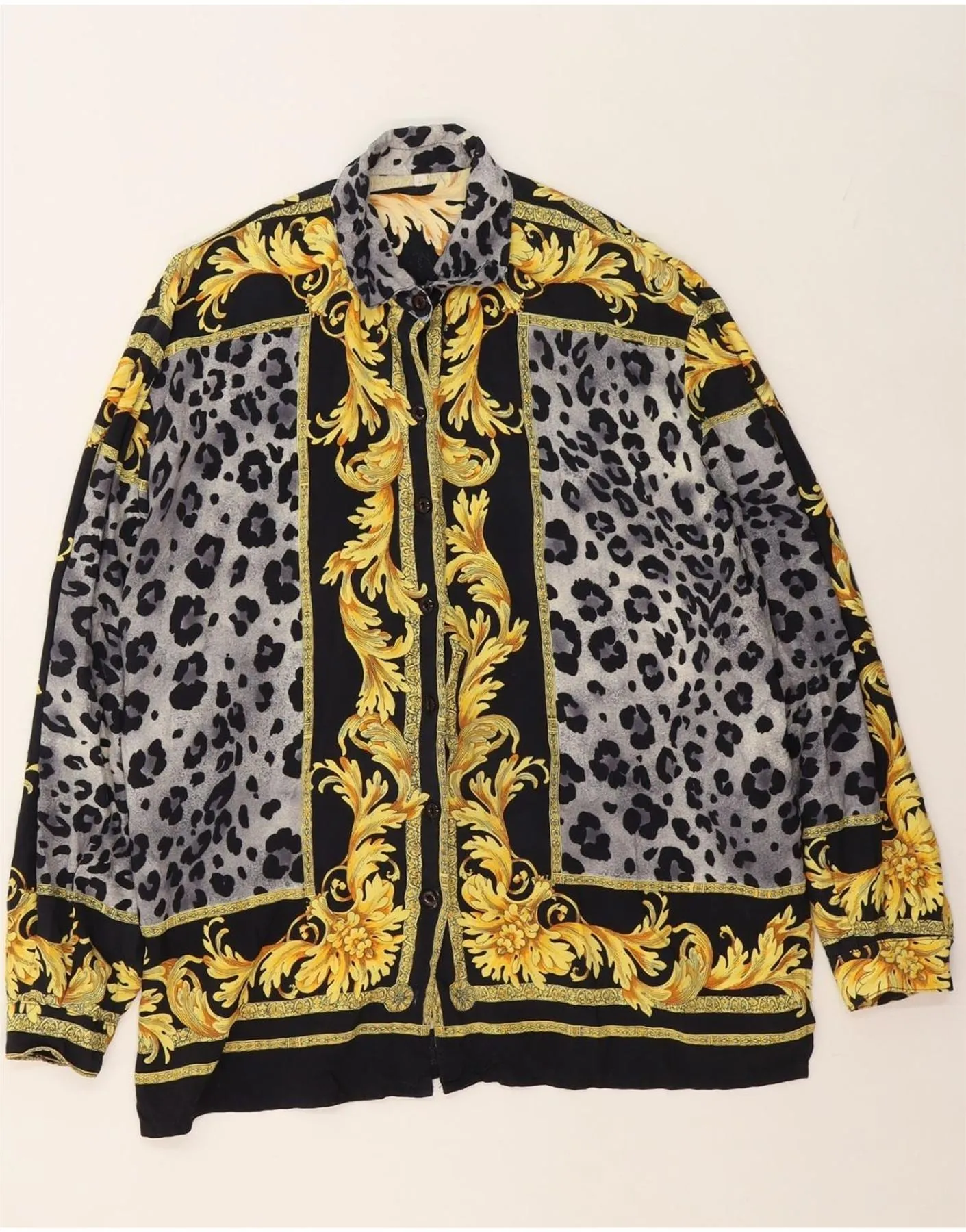 VINTAGE Womens Shirt Blouse UK 10 Small Multicoloured Animal Print Relaxed Style Summer Must-have