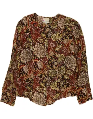 VINTAGE Womens Shirt Blouse UK 16 Large Brown Floral Viscose Trend-Driven