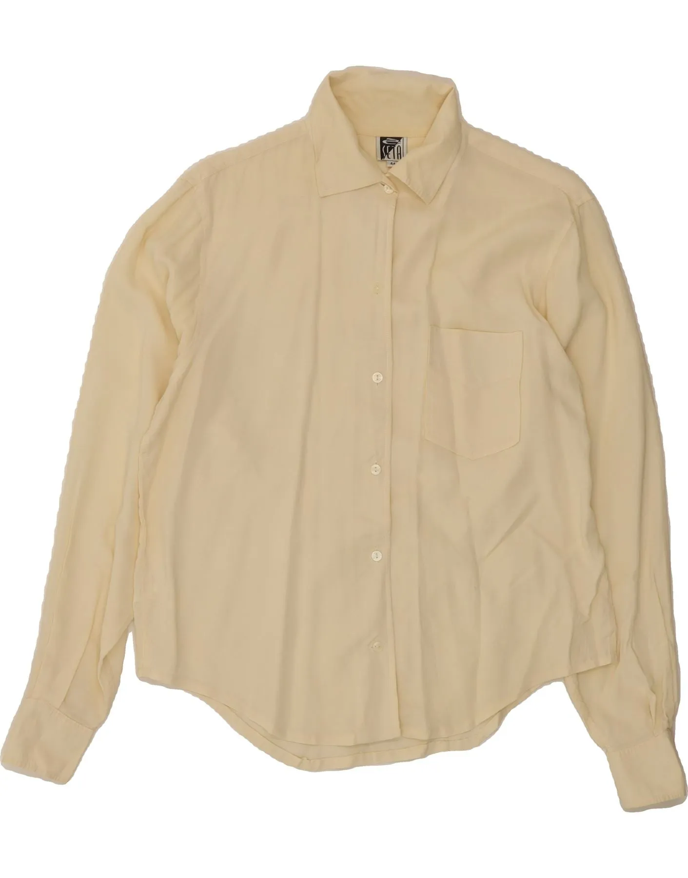 Workwear Style VINTAGE Womens Shirt Blouse IT 44 Medium Yellow Silk