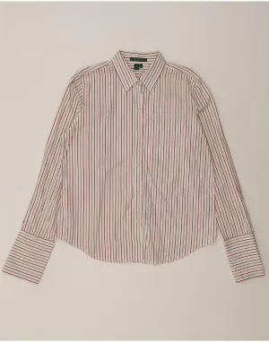 RALPH LAUREN Womens Shirt UK 16 Large White Pinstripe Cotton Holiday Style