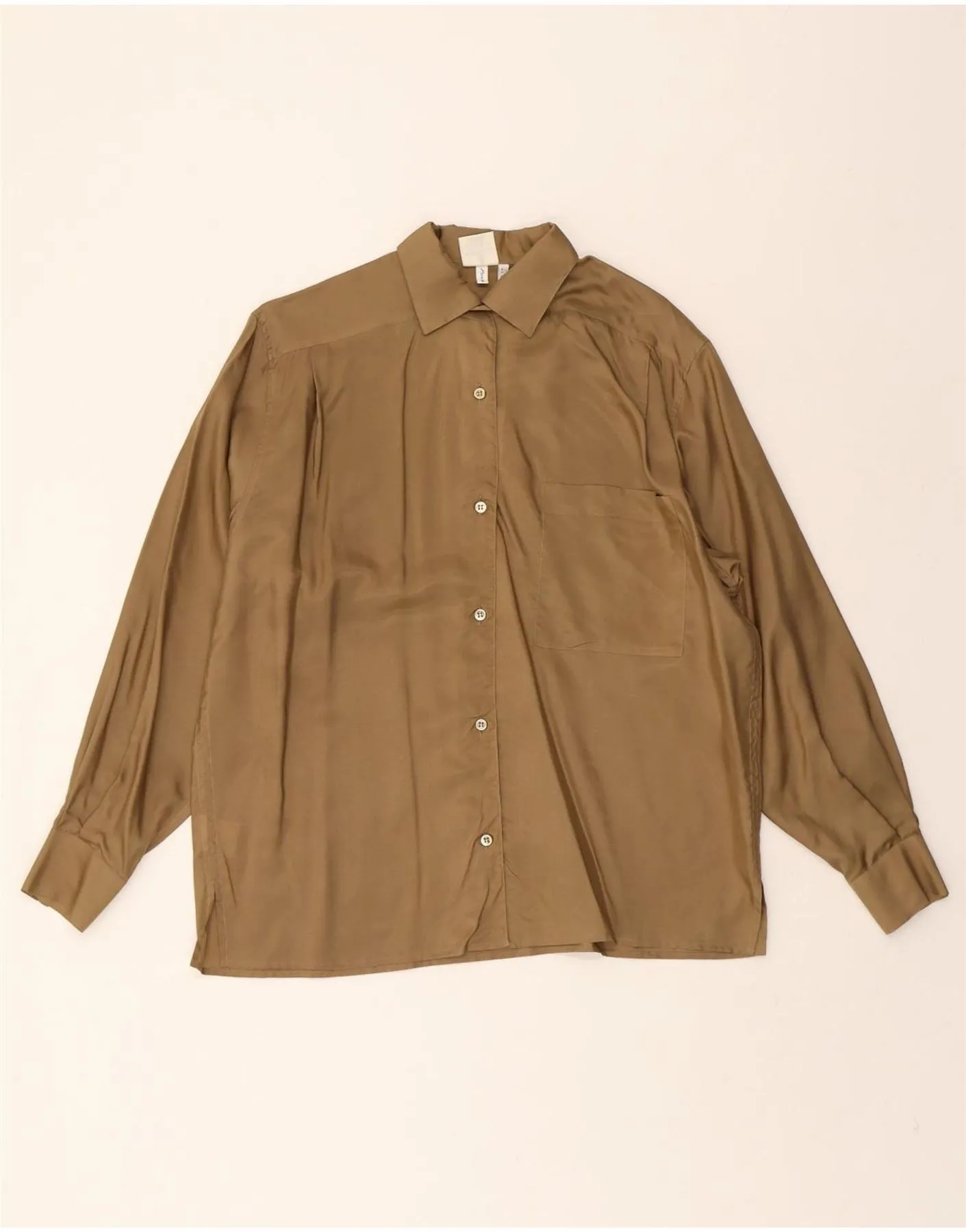 Durable Quality CERRUTI 1881 Womens Shirt Blouse IT 42 Medium Brown Silk