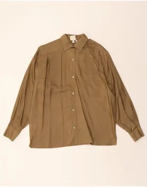 Durable Quality CERRUTI 1881 Womens Shirt Blouse IT 42 Medium Brown Silk