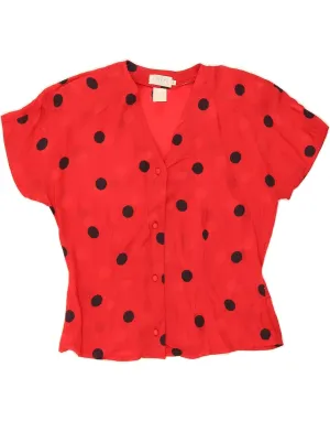 Classic Appeal Party Ready VINTAGE Womens Shirt Blouse IT 44 Medium Red Polka Dot Silk