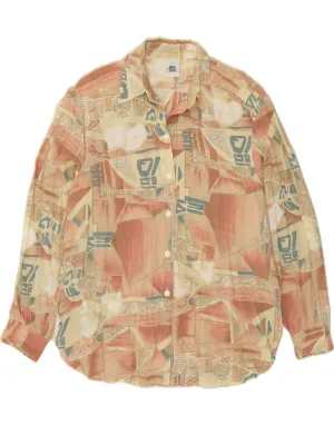 NEW FAST Womens Shirt EU 44 XL Multicoloured Patchwork Viscose Boho chic Neutral Toned Stitching